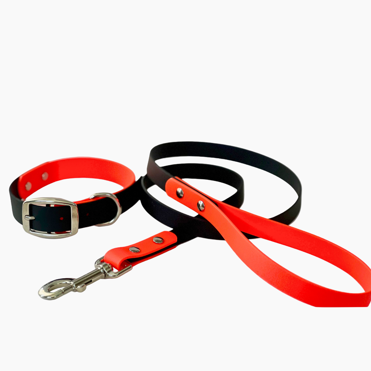 Two-Tone Adjustable Dog Collar and Leash Sets